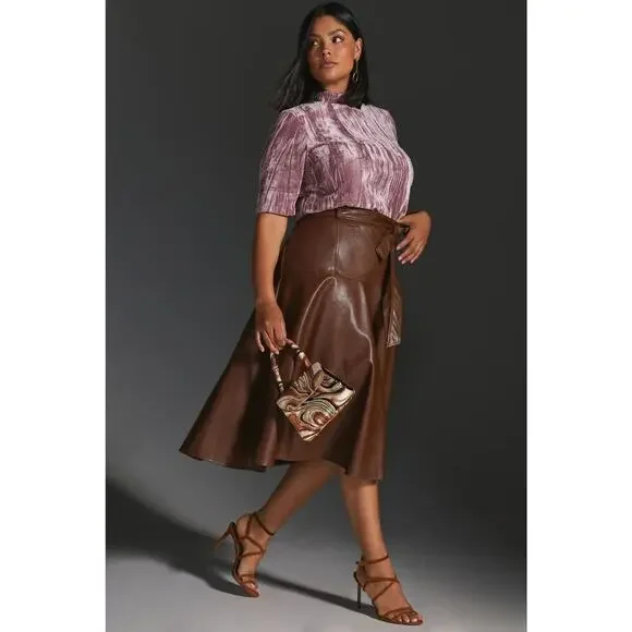 PILCRO Anthropologie Velveteen Mock Neck Top Sz Small Pink - Picture 4 of 8